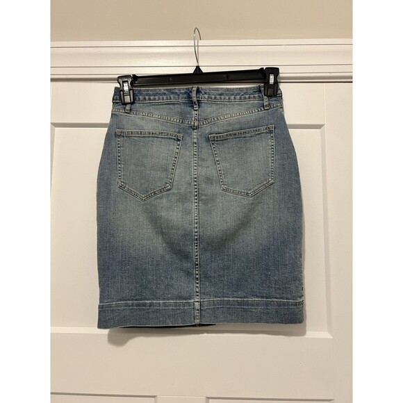 Banana Republic Denim Jean Skirt Women’s Size 0 Petite Button Fly Stretch Modest - Picture 4 of 4